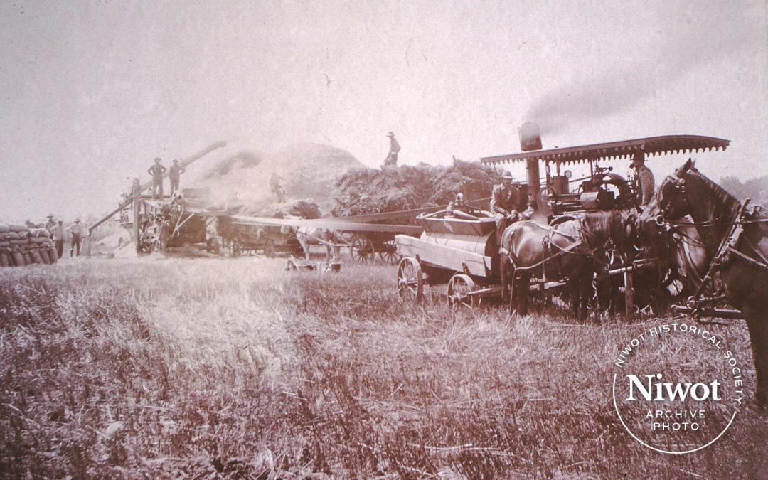 Clyde Bolton Threshing Crew and Steam Tractor