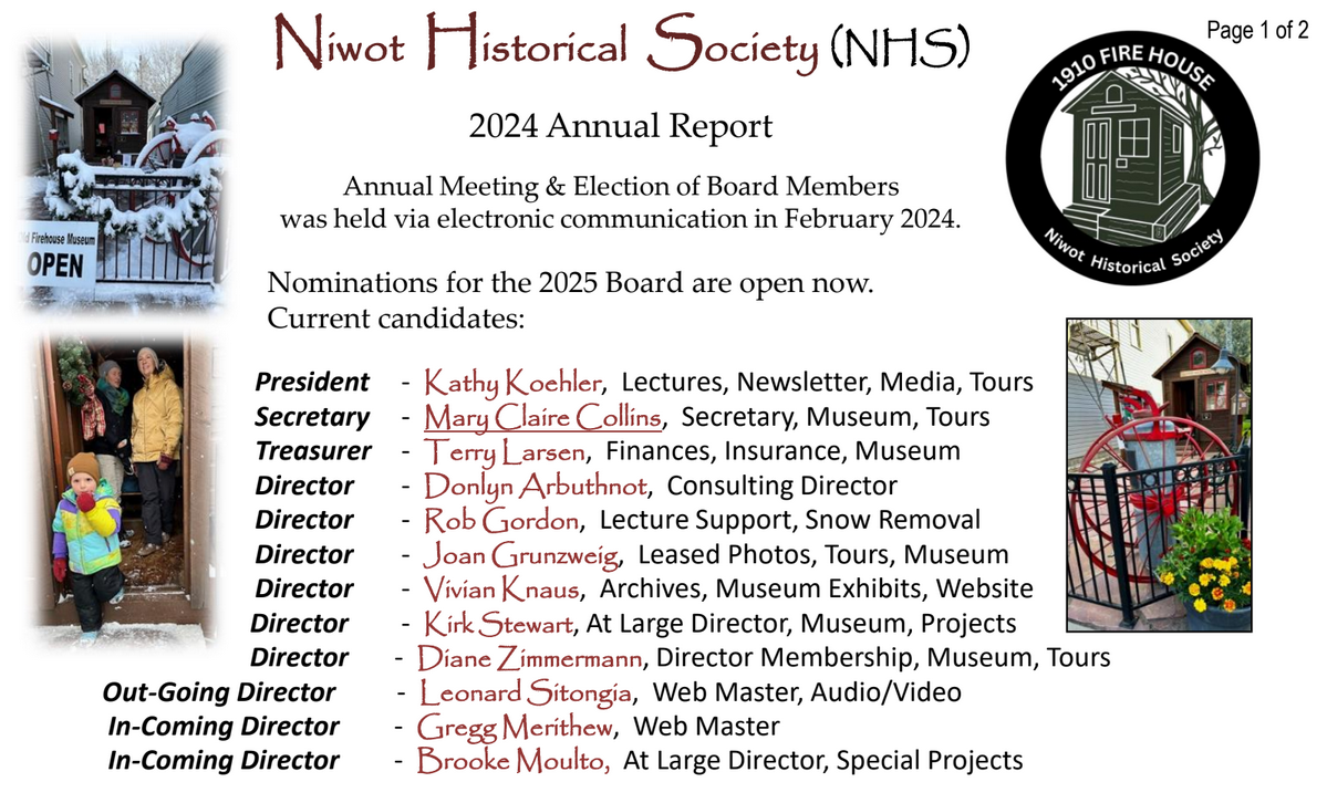 2024 Niwot Historical Society Annual Report